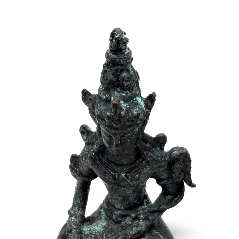 Vintage Thai Bronze Ganesha Vishnu Deity Statue Set 4" Sacred Altar Thailand - Picture 6 of 10
